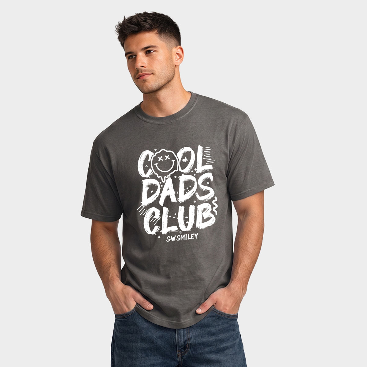 S.W.Smiley Cool Dads Club - Men's Garment Dyed Graphic T-Shirt