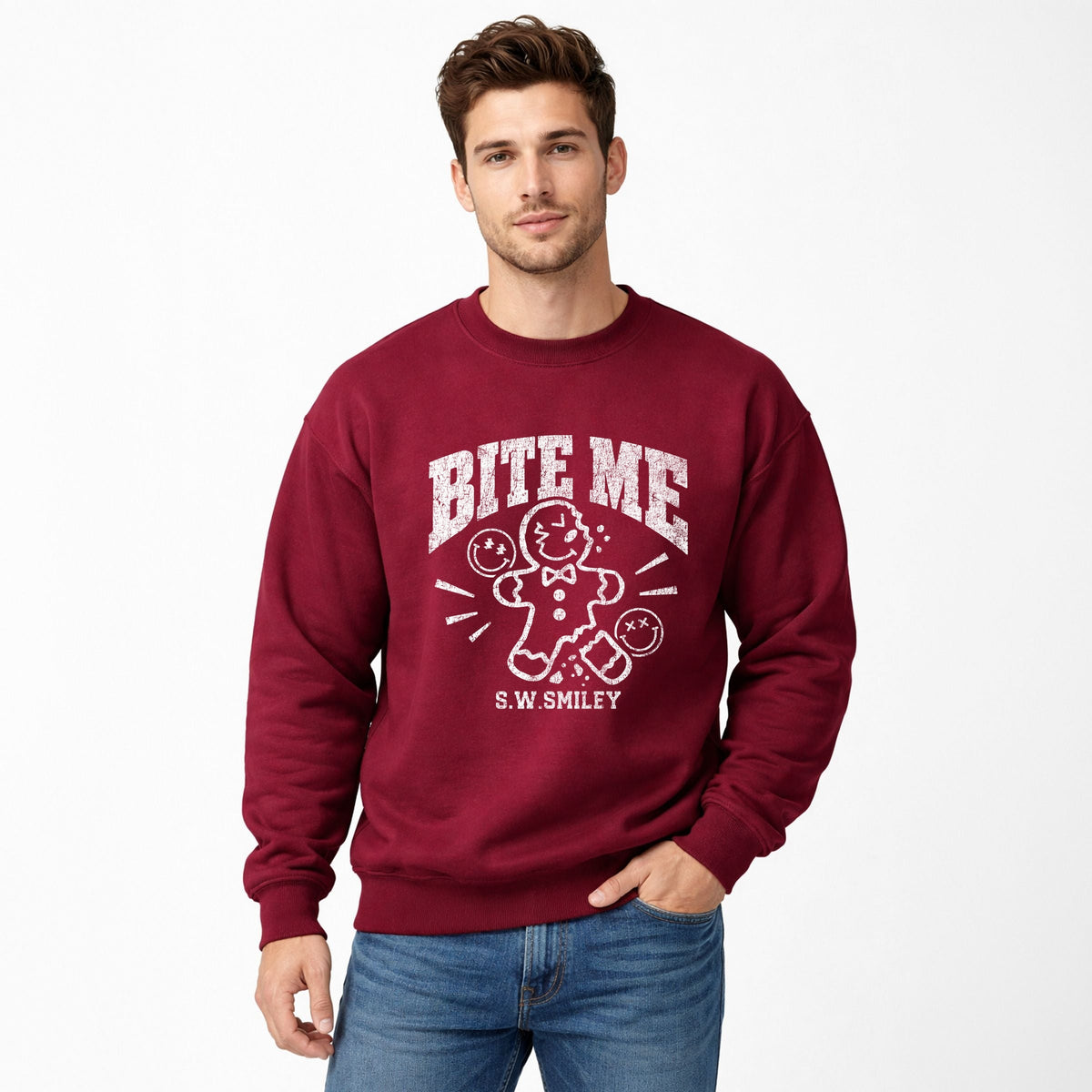 S.W.Smiley Bite Me Gingerbread - Men's Graphic Sweatshirt