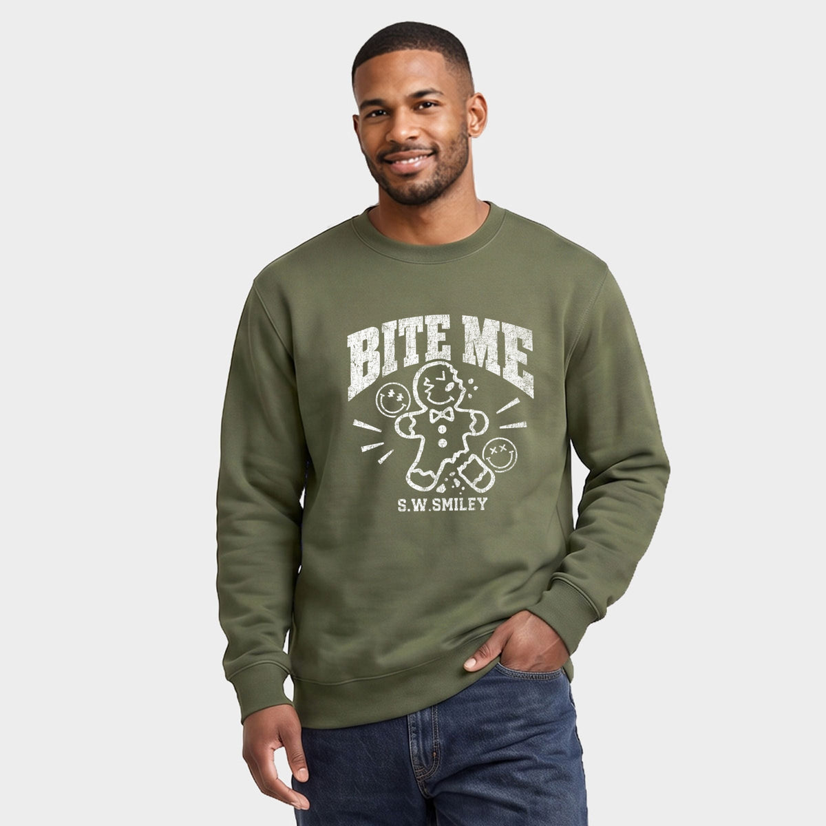 S.W.Smiley Bite Me Gingerbread - Men's Graphic Sweatshirt