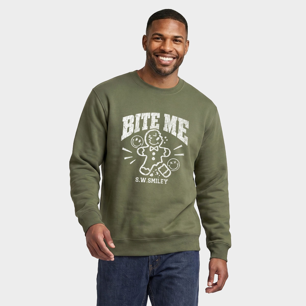 S.W.Smiley Bite Me Gingerbread - Men's Graphic Sweatshirt