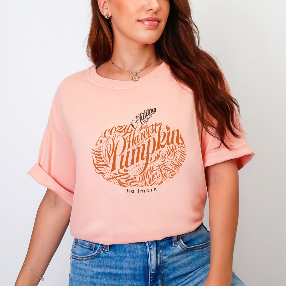 Hallmark - Pumpkin Words - Women's Garment Dyed Graphic T-Shirt