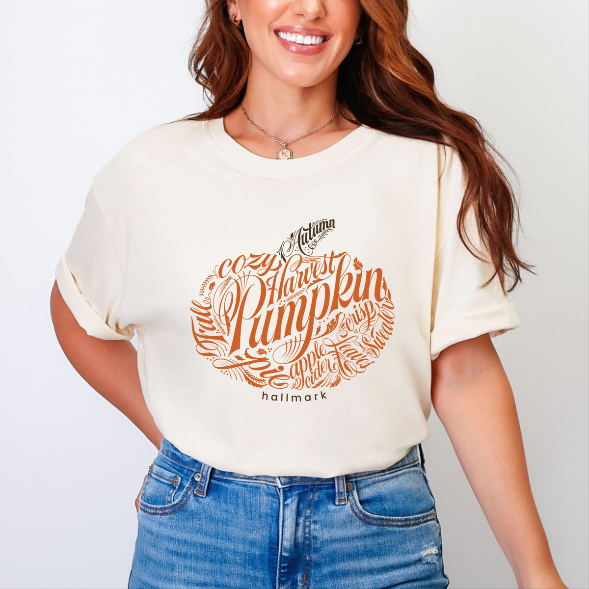 Hallmark - Pumpkin Words - Women's Garment Dyed Graphic T-Shirt