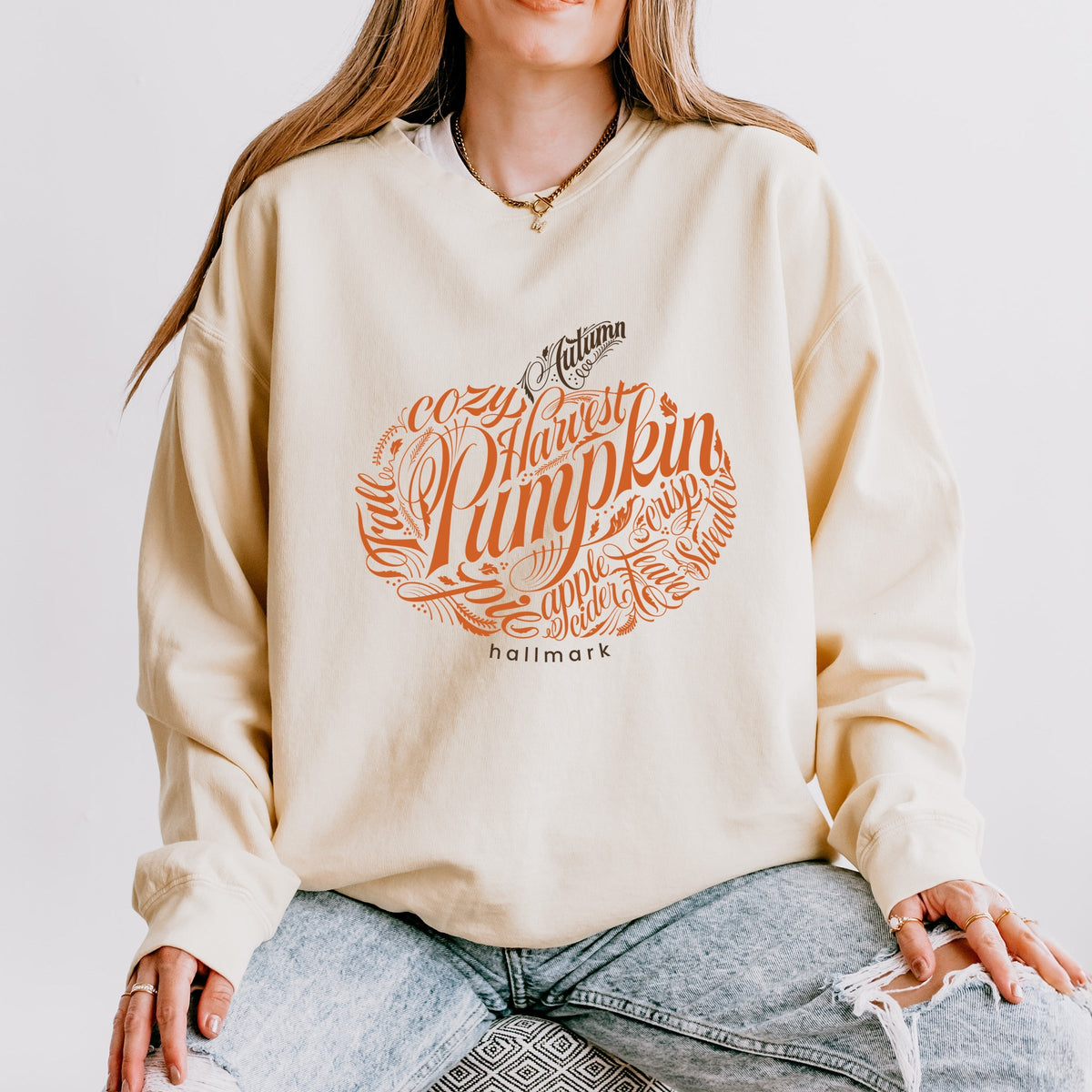 Hallmark - Pumpkin Words - Women's Lightweight Garment Dyed Sweatshirt