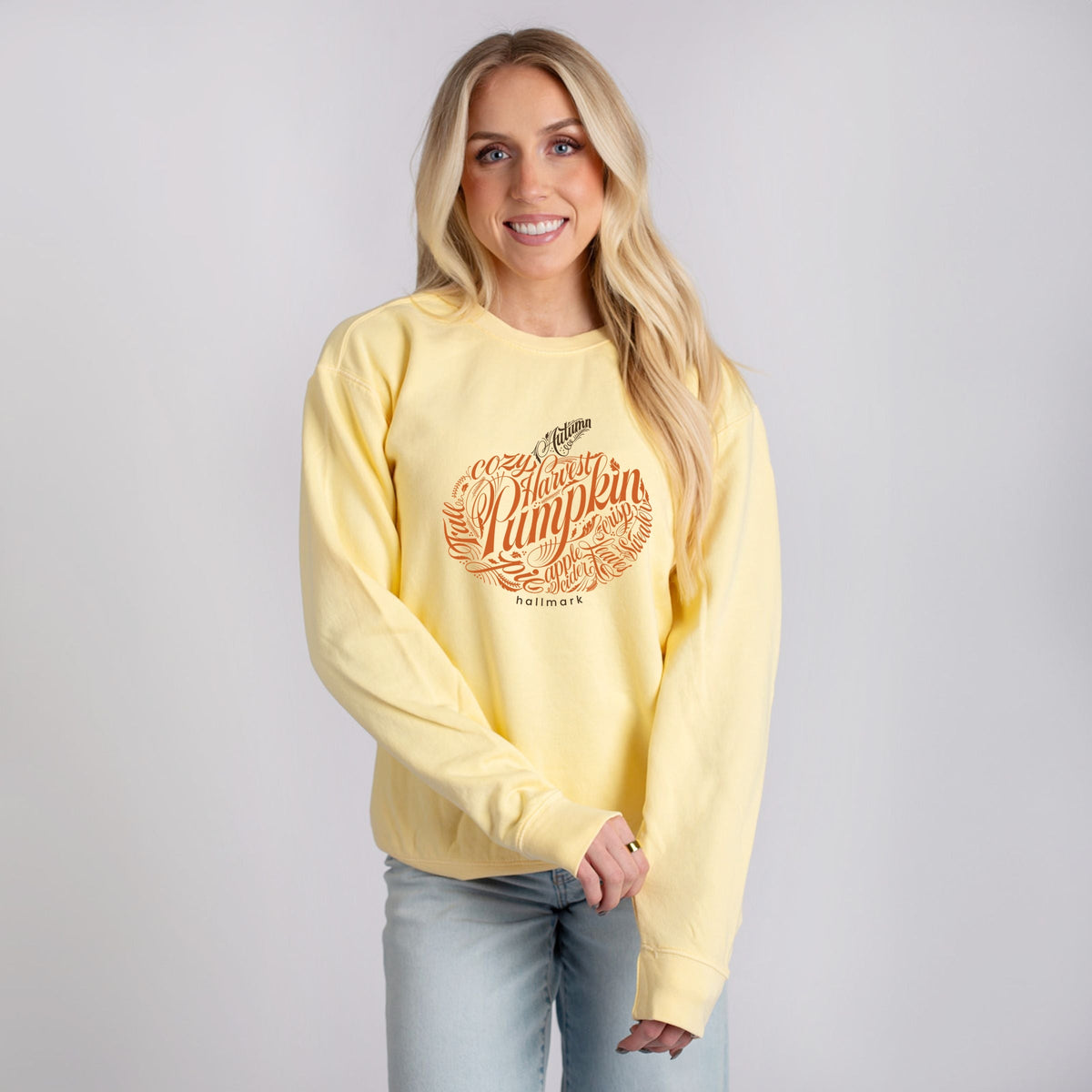 Hallmark - Pumpkin Words - Women's Lightweight Garment Dyed Sweatshirt
