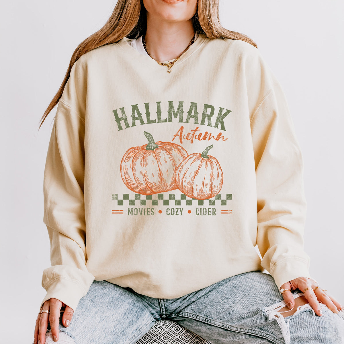 Hallmark - Autumn Pumpkins - Women's Lightweight Garment Dyed Sweatshirt