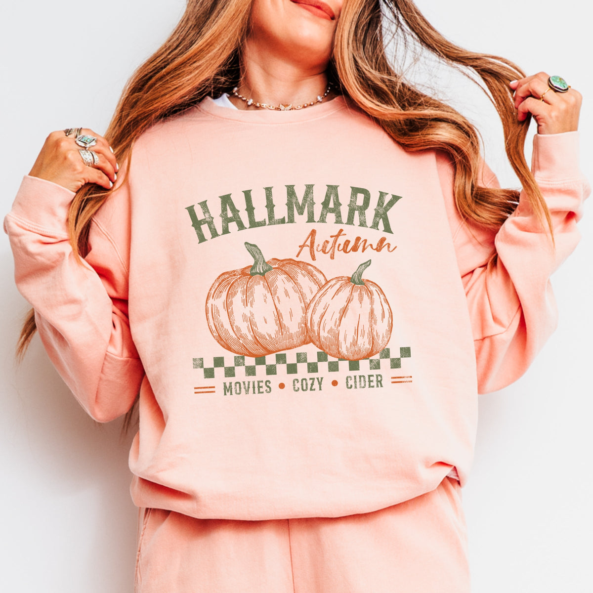 Hallmark - Autumn Pumpkins - Women's Lightweight Garment Dyed Sweatshirt