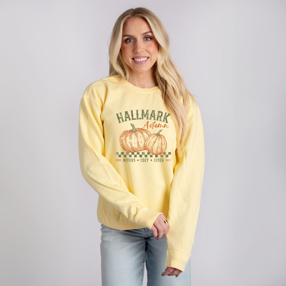 Hallmark - Autumn Pumpkins - Women's Lightweight Garment Dyed Sweatshirt