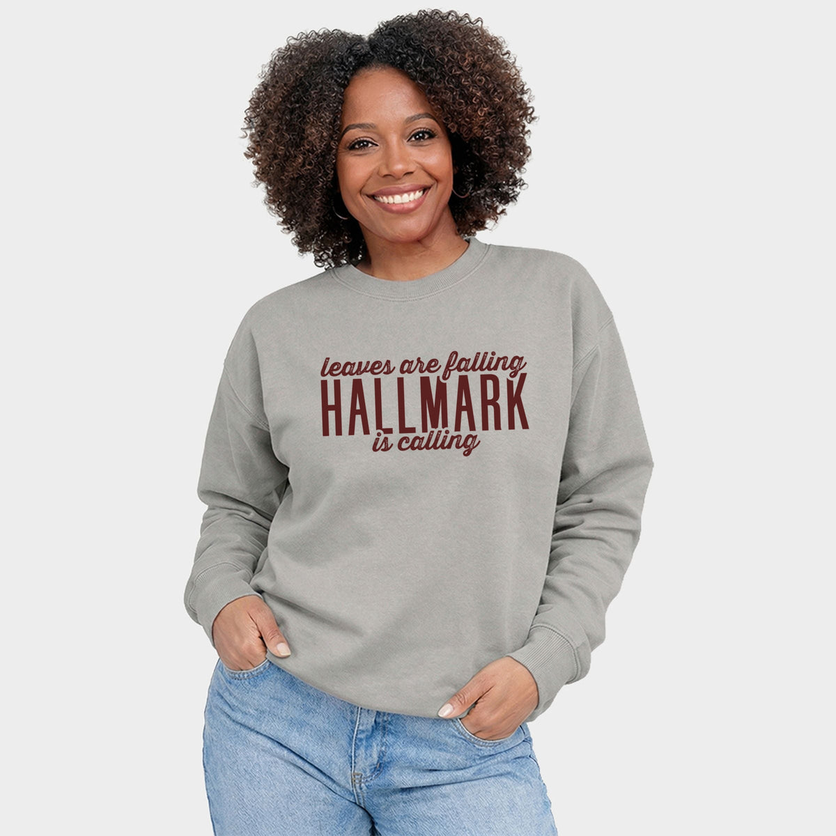 Hallmark - Leaves Are Falling Maroon -  Women's Graphic Sweatshirt