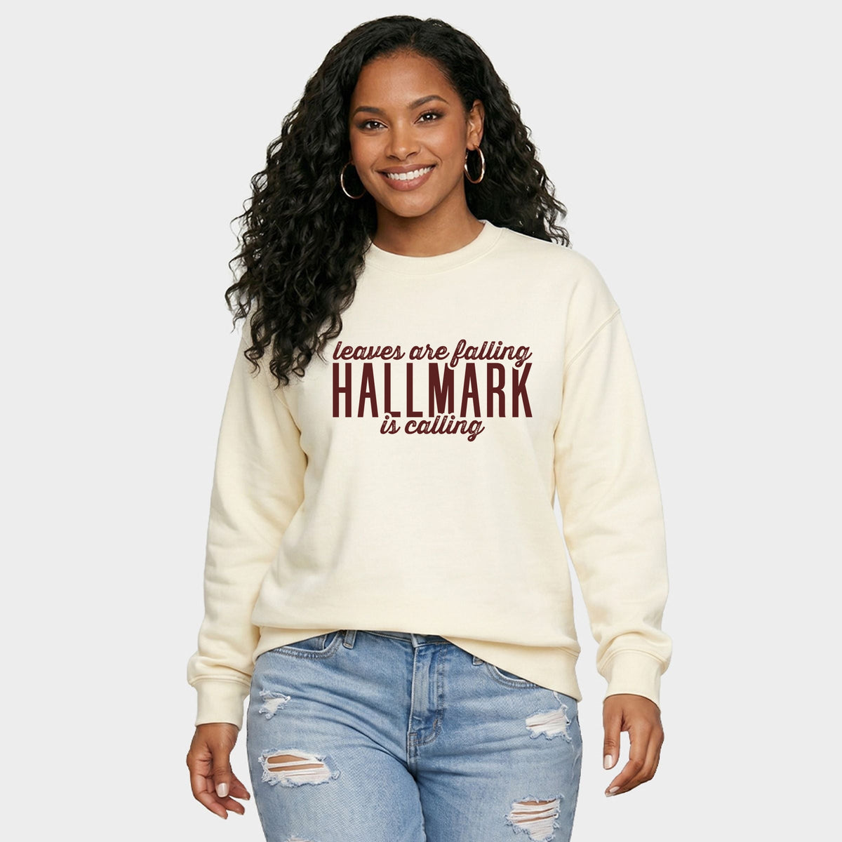 Hallmark - Leaves Are Falling Maroon -  Women's Graphic Sweatshirt