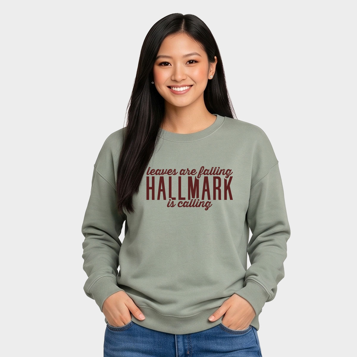 Hallmark - Leaves Are Falling Maroon -  Women's Graphic Sweatshirt