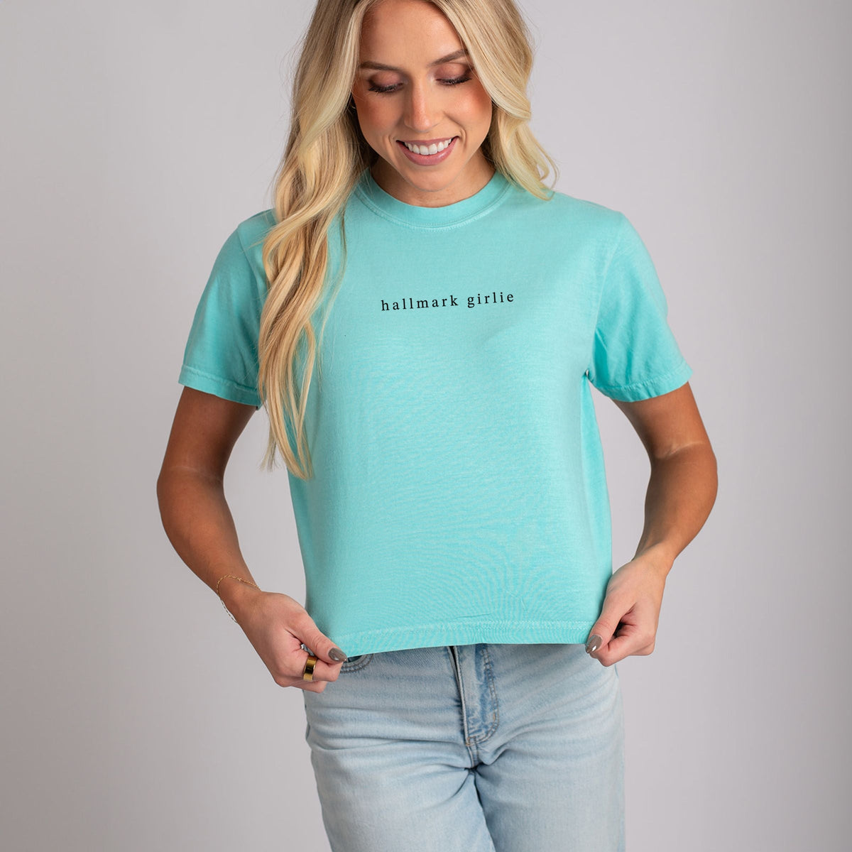 Hallmark - Girlie Typewriter - Women's Boxy Crop Top Graphic T-Shirt