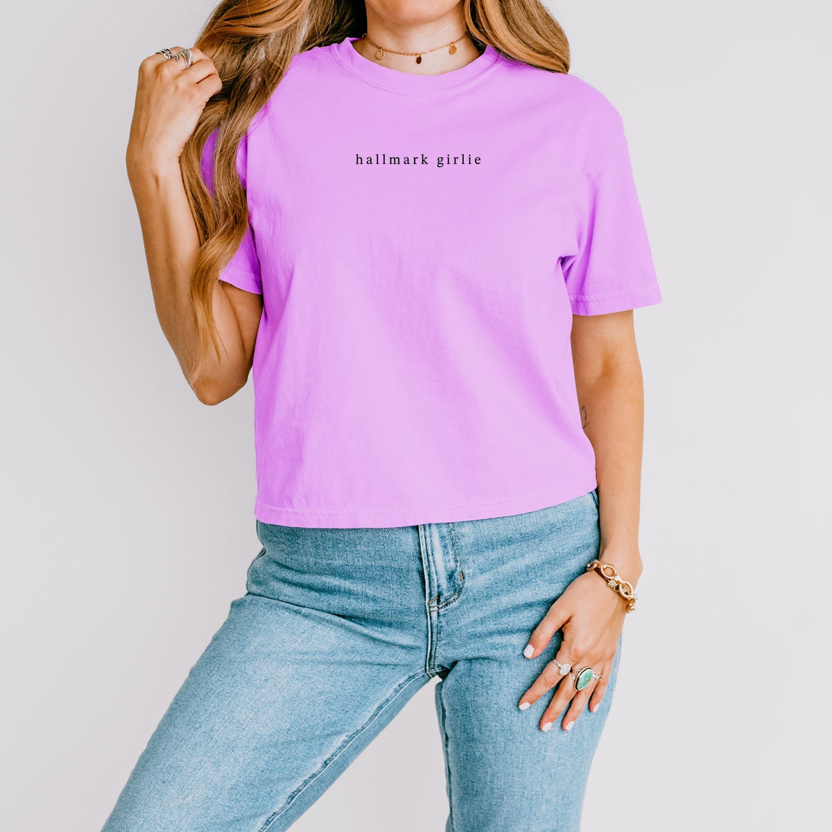 Hallmark - Girlie Typewriter - Women's Boxy Crop Top Graphic T-Shirt