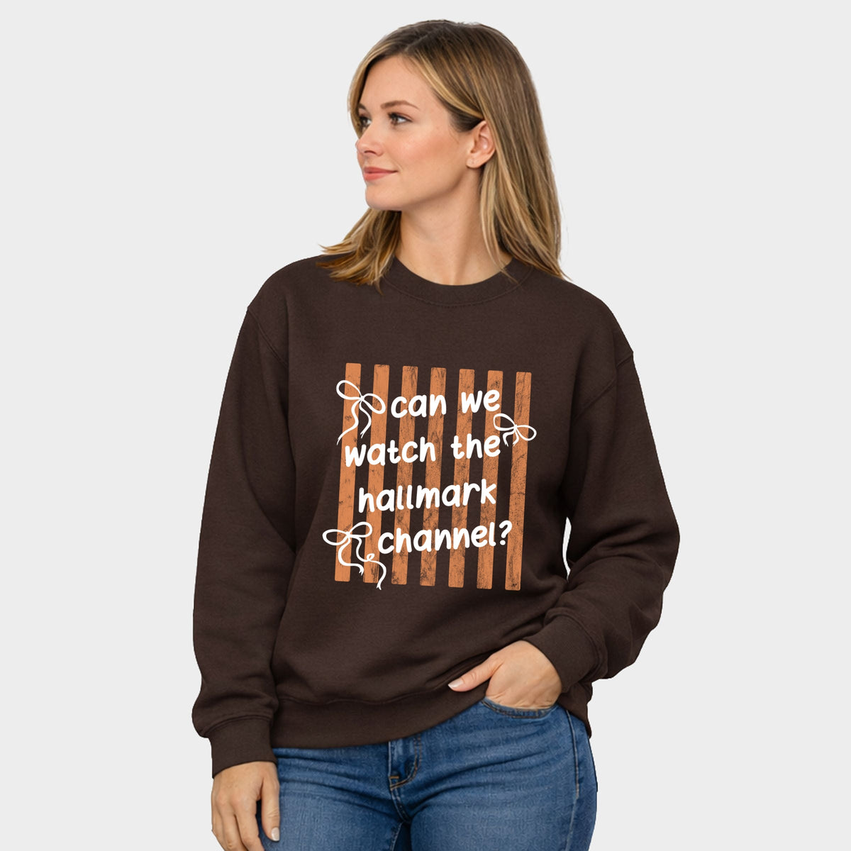 Hallmark - Can We Watch Stripes -  Women's Graphic Sweatshirt