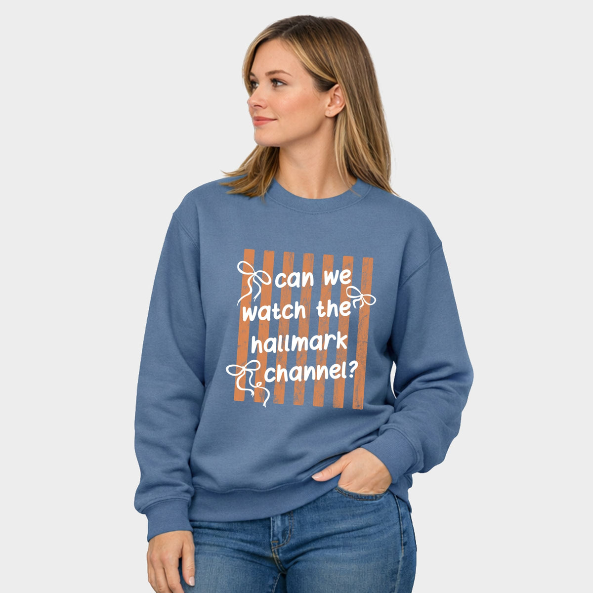 Hallmark - Can We Watch Stripes -  Women's Graphic Sweatshirt