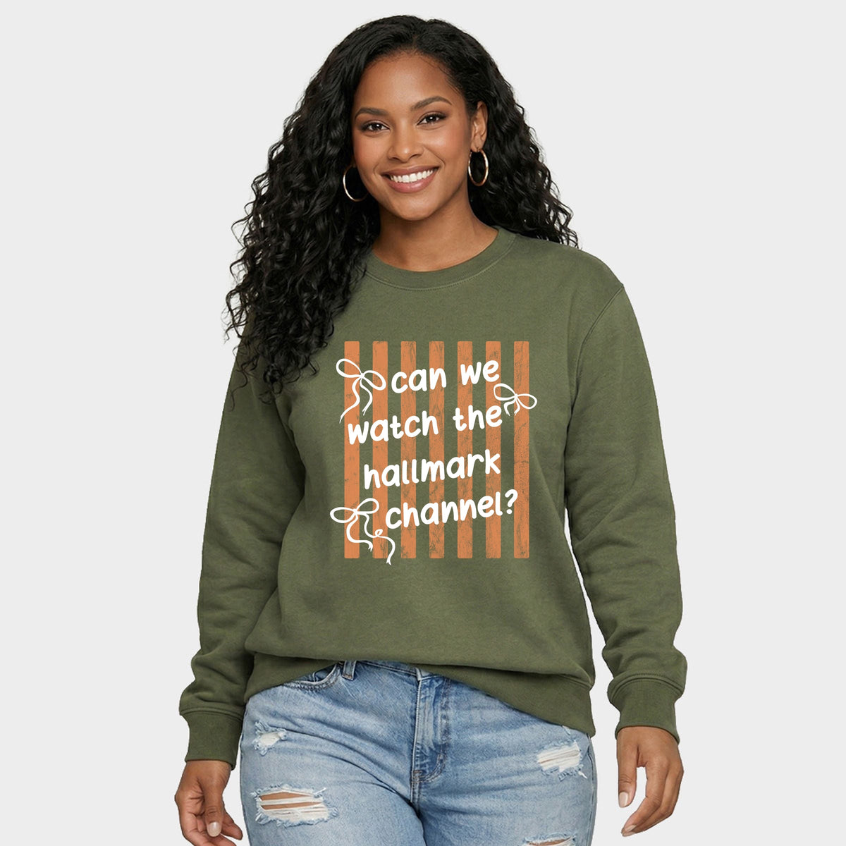 Hallmark - Can We Watch Stripes -  Women's Graphic Sweatshirt