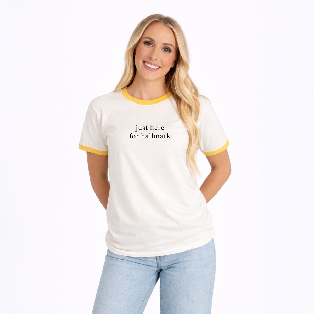 Hallmark - Just Here For Hallmark - Women's Ringer Graphic T-Shirt