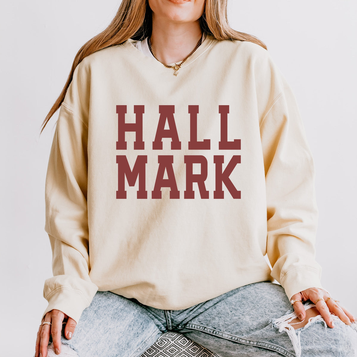 Hallmark - Varsity Stacked - Women's Lightweight Garment Dyed Sweatshirt