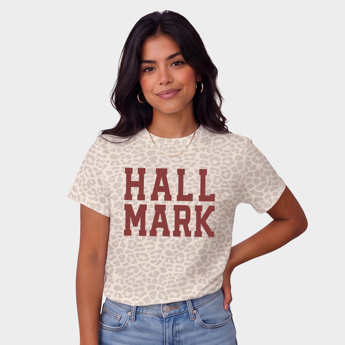 Hallmark - Varsity Stacked - Women's Leopard Print Tee