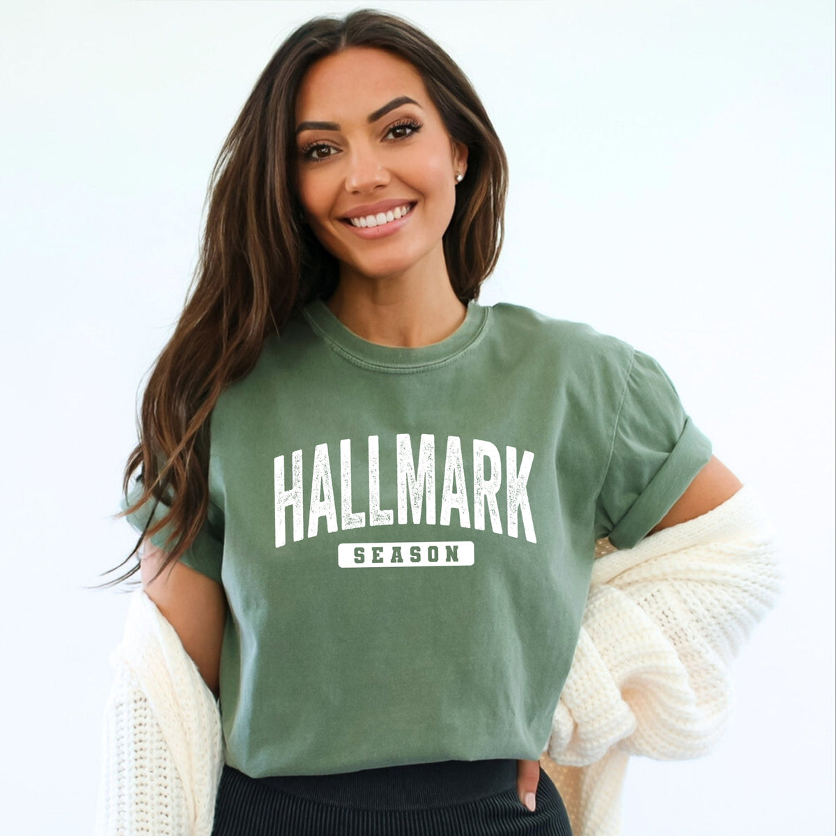 Hallmark - Season Arched Distressed - Women's Garment Dyed Graphic T-Shirt