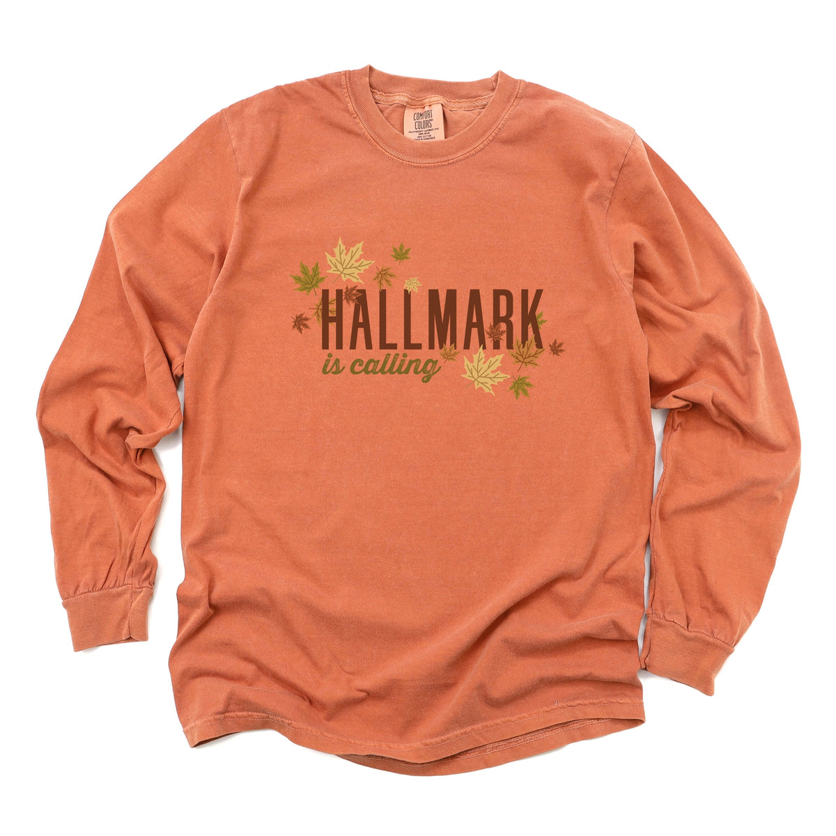 Hallmark - Is Calling Leaves - Women's Garment Dyed Long Sleeve Graphic T-Shirt