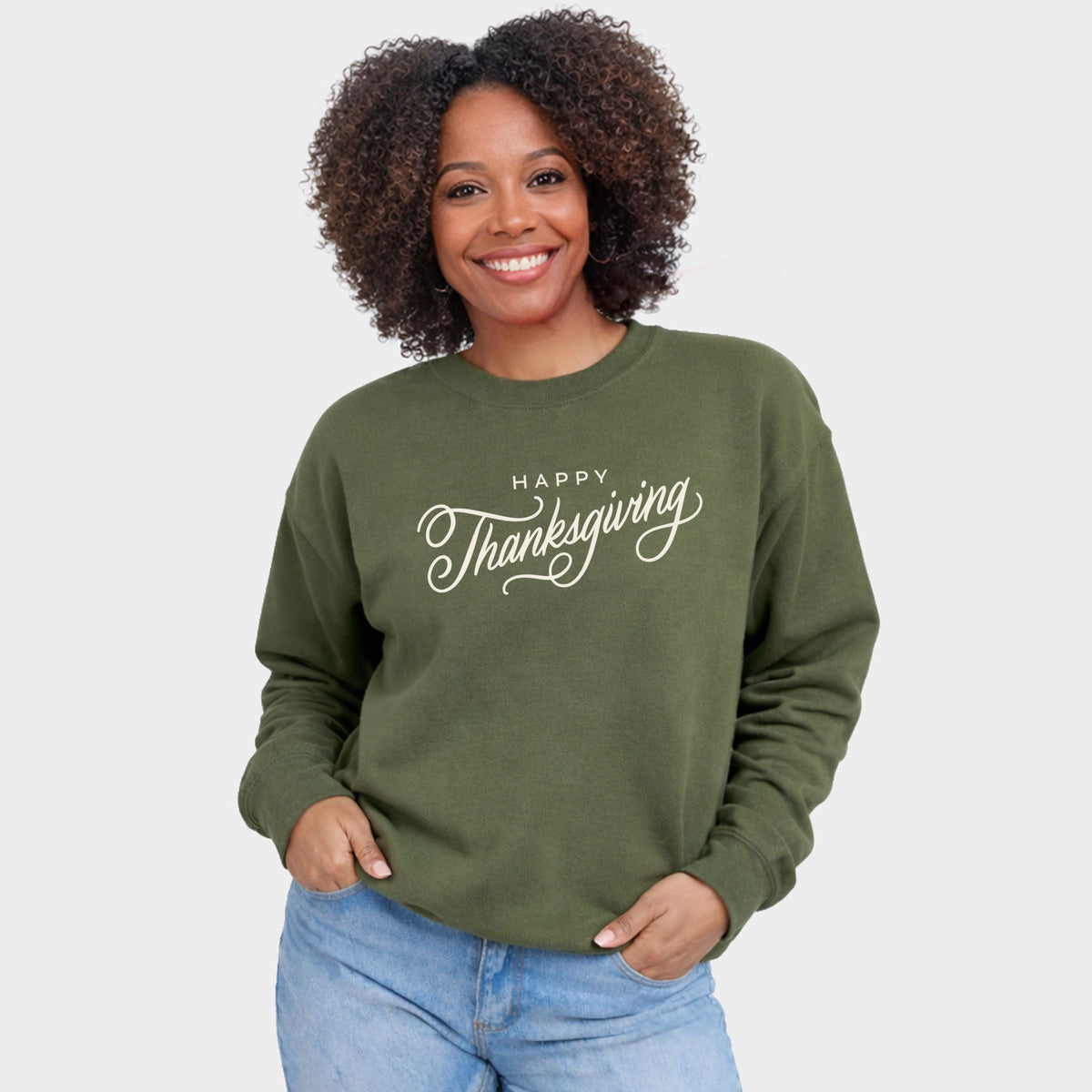 Hallmark - Happy Thanksgiving Cursive -  Women's Graphic Sweatshirt