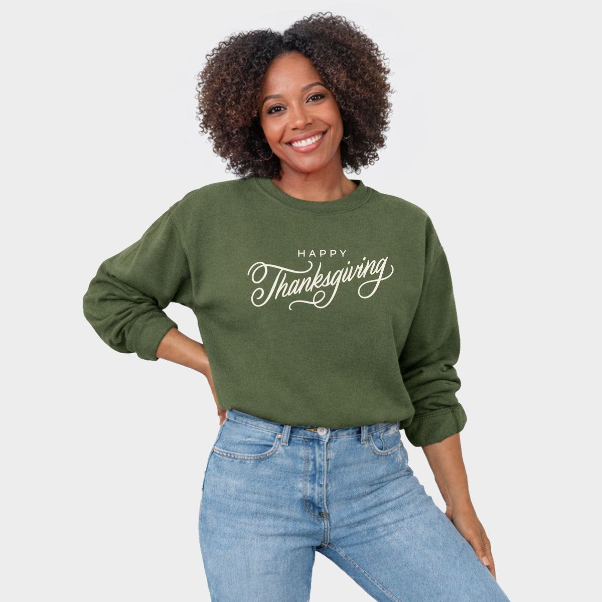 Hallmark - Happy Thanksgiving Cursive -  Women's Graphic Sweatshirt