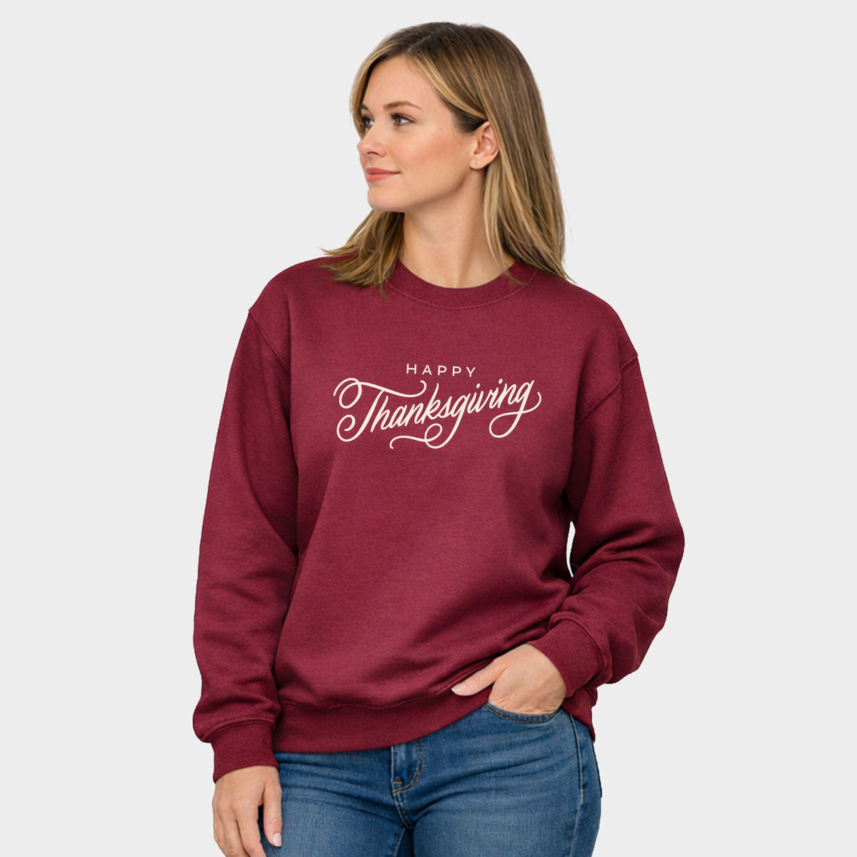 Hallmark - Happy Thanksgiving Cursive -  Women's Graphic Sweatshirt