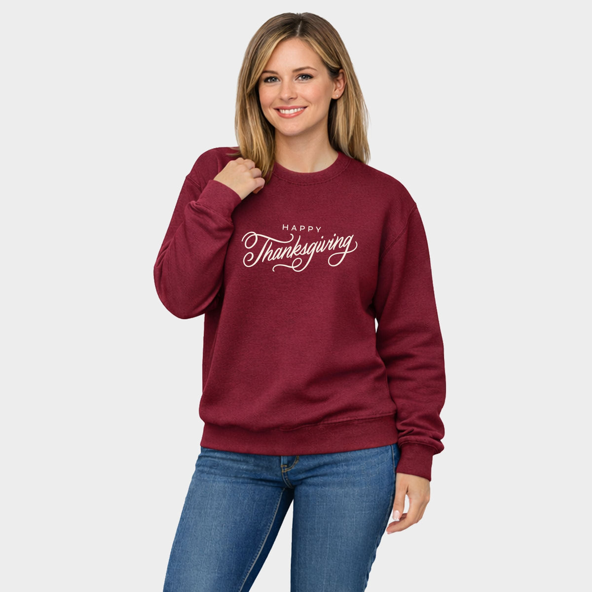 Hallmark - Happy Thanksgiving Cursive -  Women's Graphic Sweatshirt