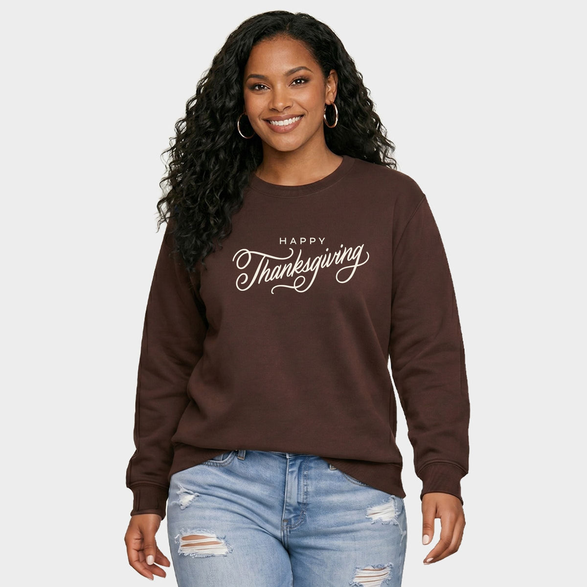 Hallmark - Happy Thanksgiving Cursive -  Women's Graphic Sweatshirt