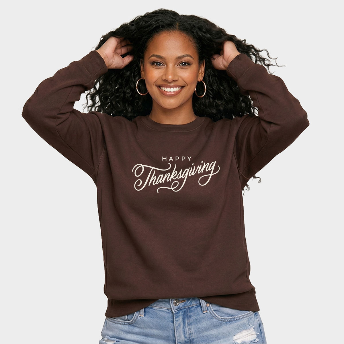 Hallmark - Happy Thanksgiving Cursive -  Women's Graphic Sweatshirt