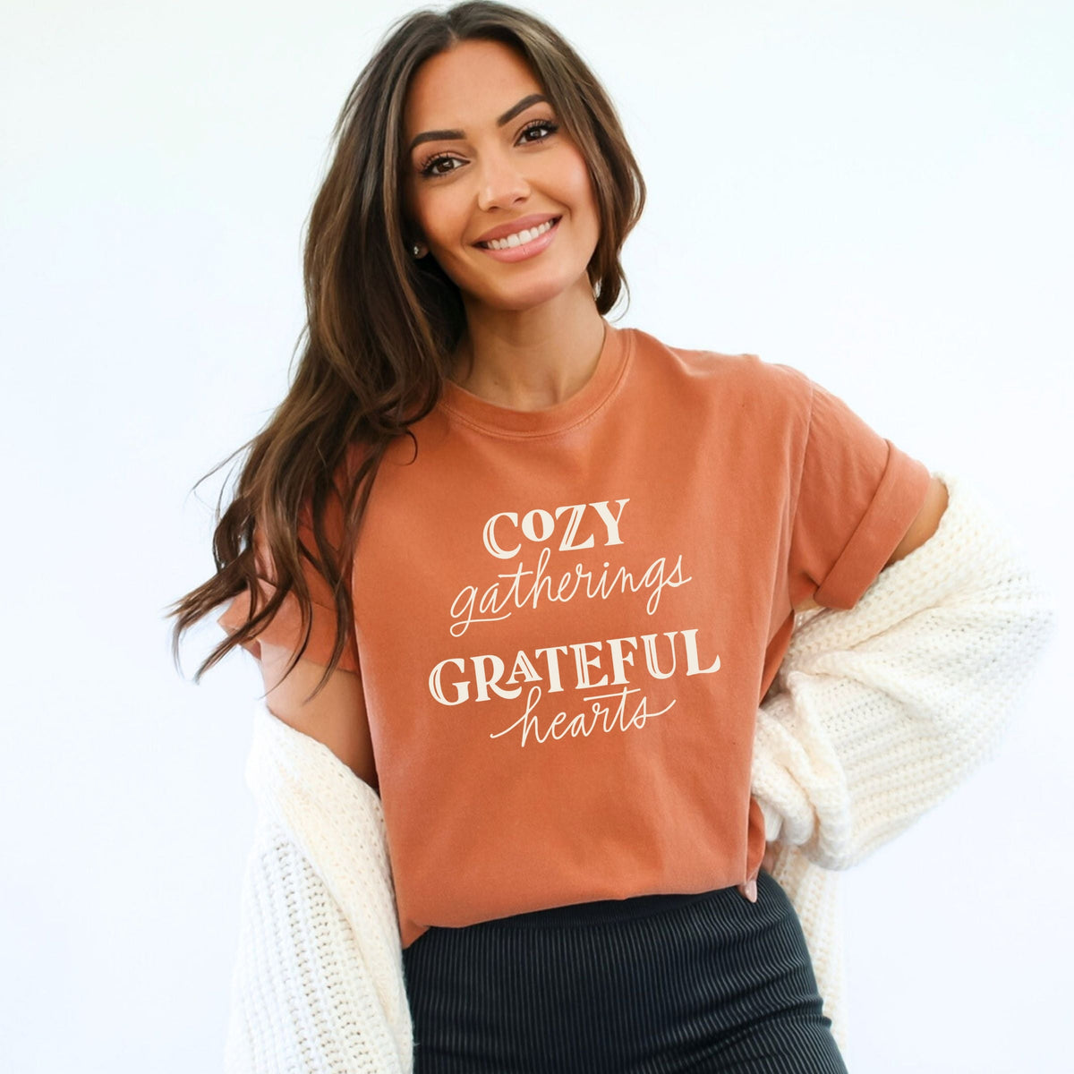 Hallmark - Cozy Gatherings Grateful Hearts - Women's Garment Dyed Graphic T-Shirt