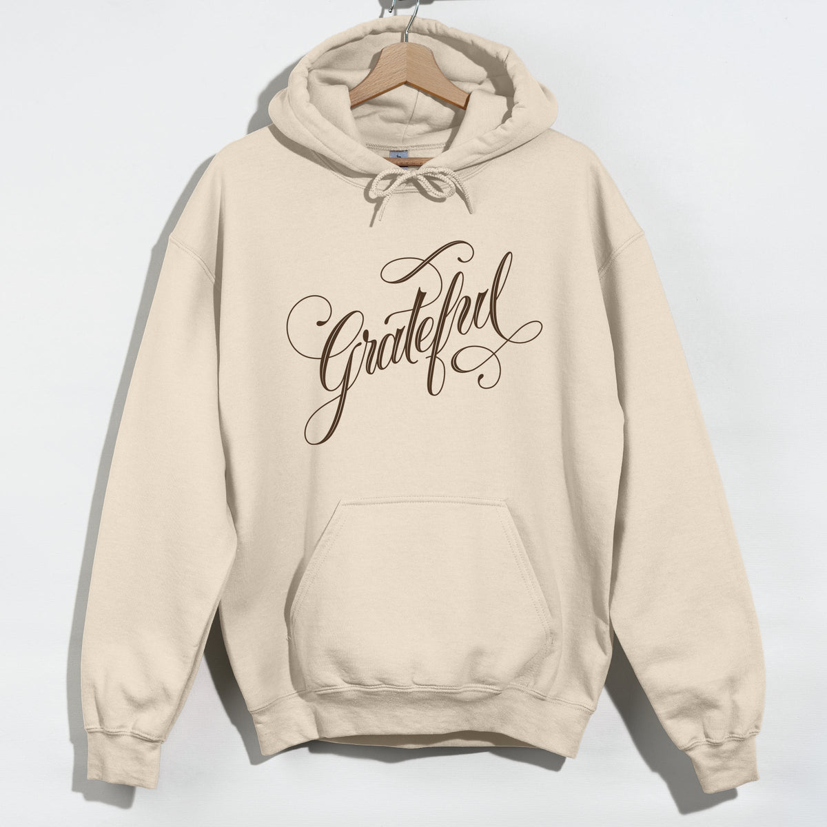 Hallmark - Grateful Cursive Brown - Women's Graphic Hoodie