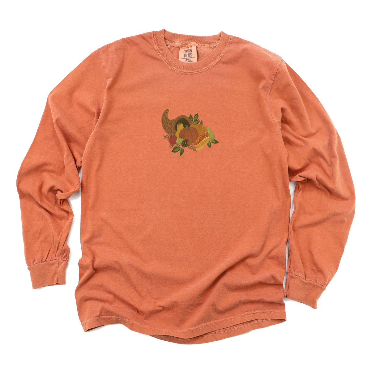 Hallmark - Fall Cornucopia - Women's Garment Dyed Long Sleeve Graphic T-Shirt