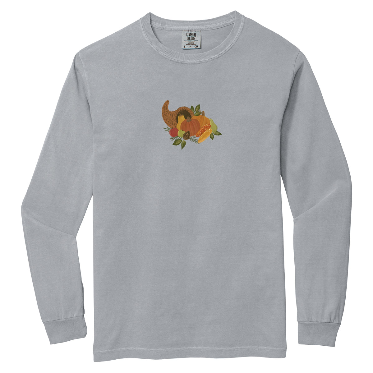 Hallmark - Fall Cornucopia - Women's Garment Dyed Long Sleeve Graphic T-Shirt