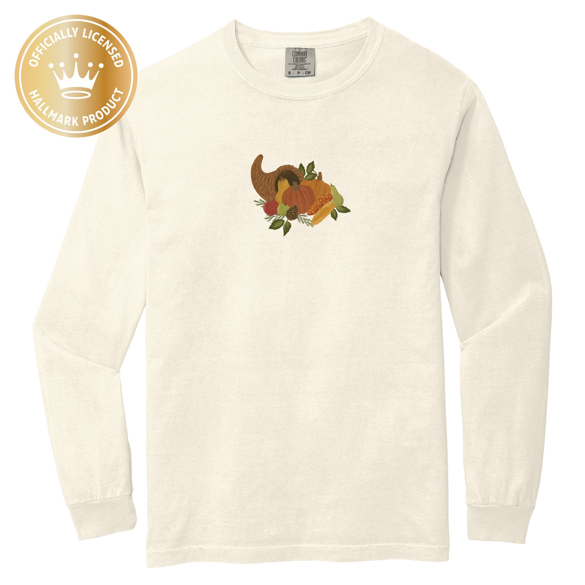 Hallmark - Fall Cornucopia - Women's Garment Dyed Long Sleeve Graphic T-Shirt