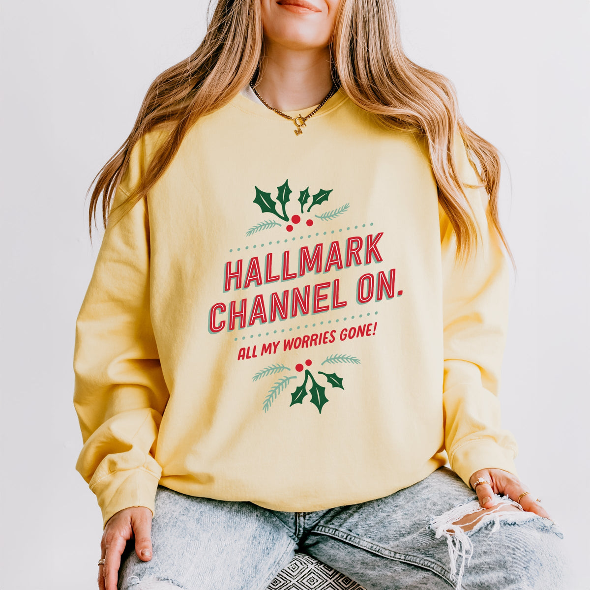 Hallmark - Hallmark Channel On - Women's Lightweight Garment Dyed Sweatshirt