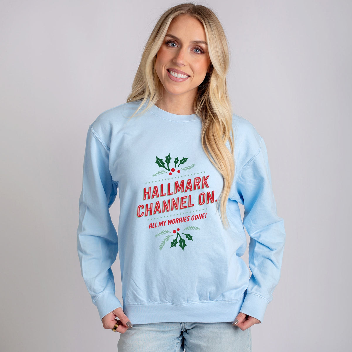 Hallmark - Hallmark Channel On - Women's Lightweight Garment Dyed Sweatshirt