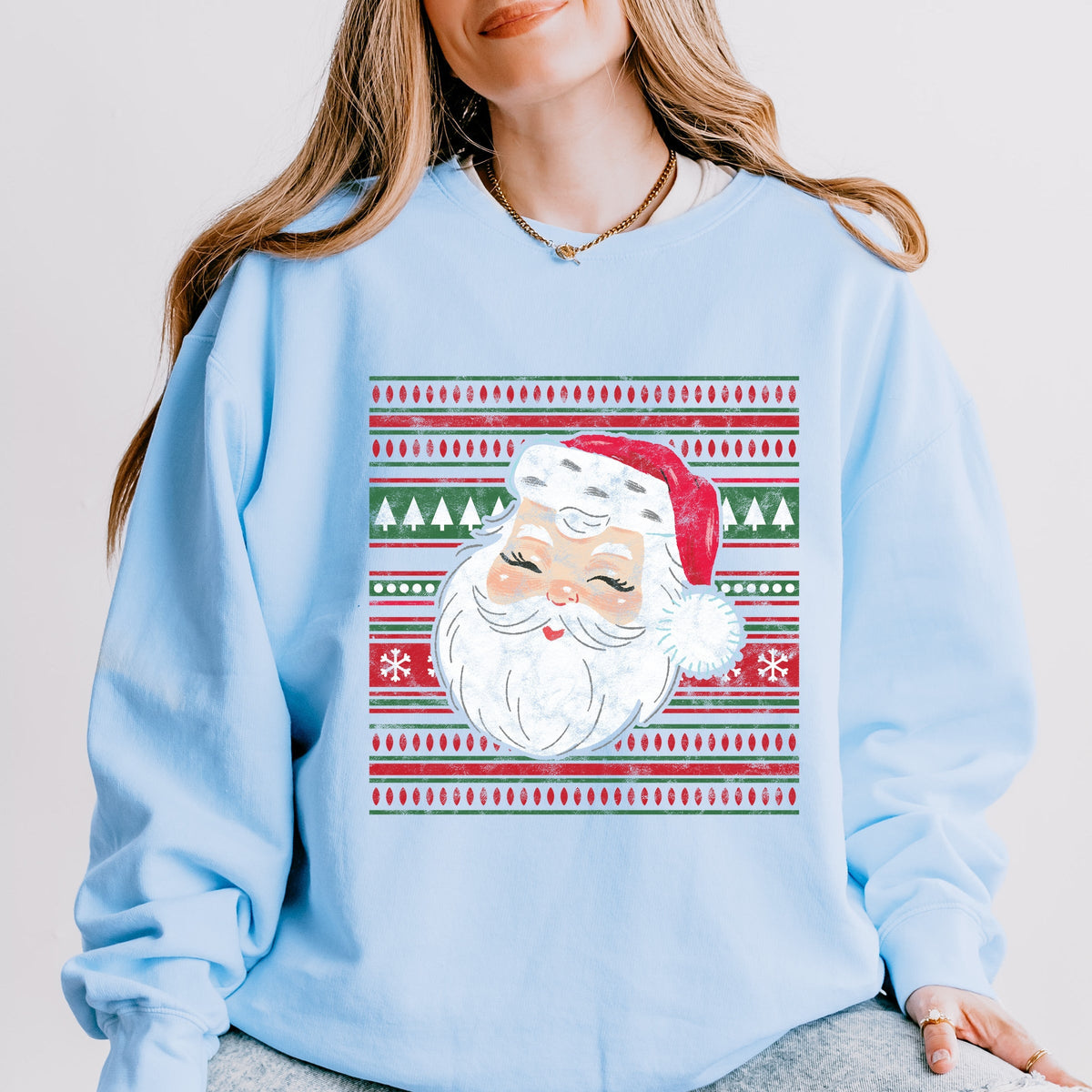 Hallmark - Santa Ugly Sweater - Women's Lightweight Garment Dyed Sweatshirt