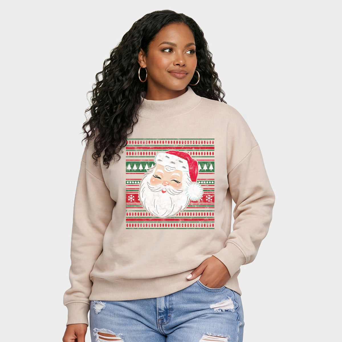 Hallmark - Santa Ugly Sweater - Oversized Mock Sweatshirt