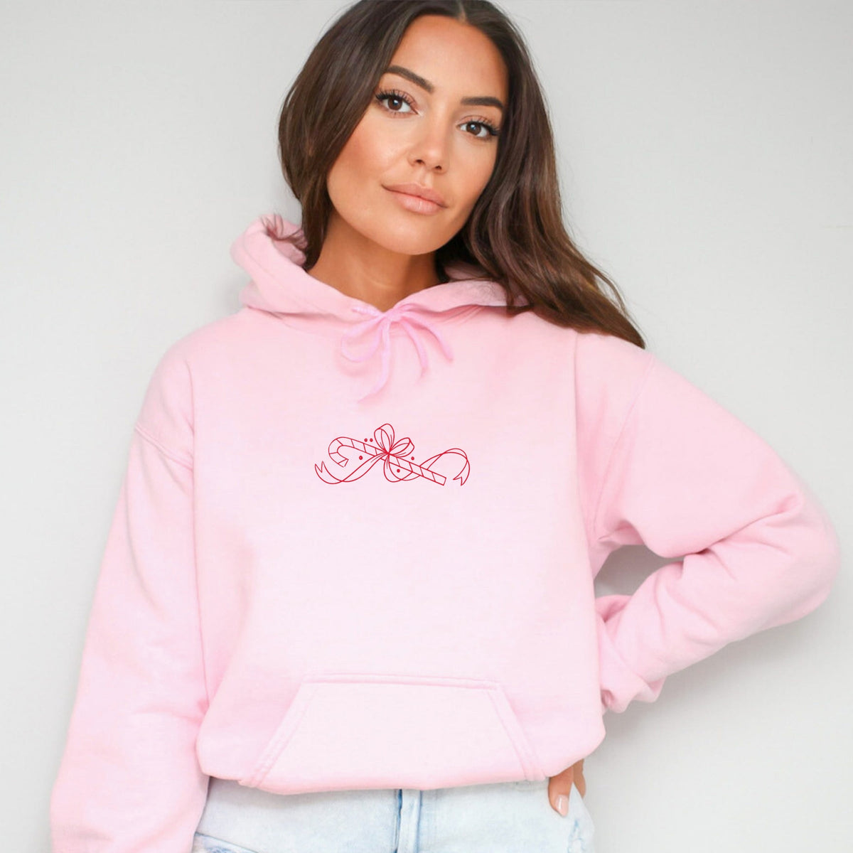 Hallmark - Candy Cane Bow Outline - Women's Graphic Hoodie