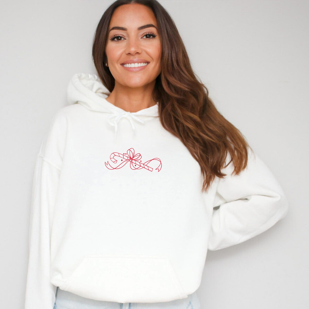 Hallmark - Candy Cane Bow Outline - Women's Graphic Hoodie