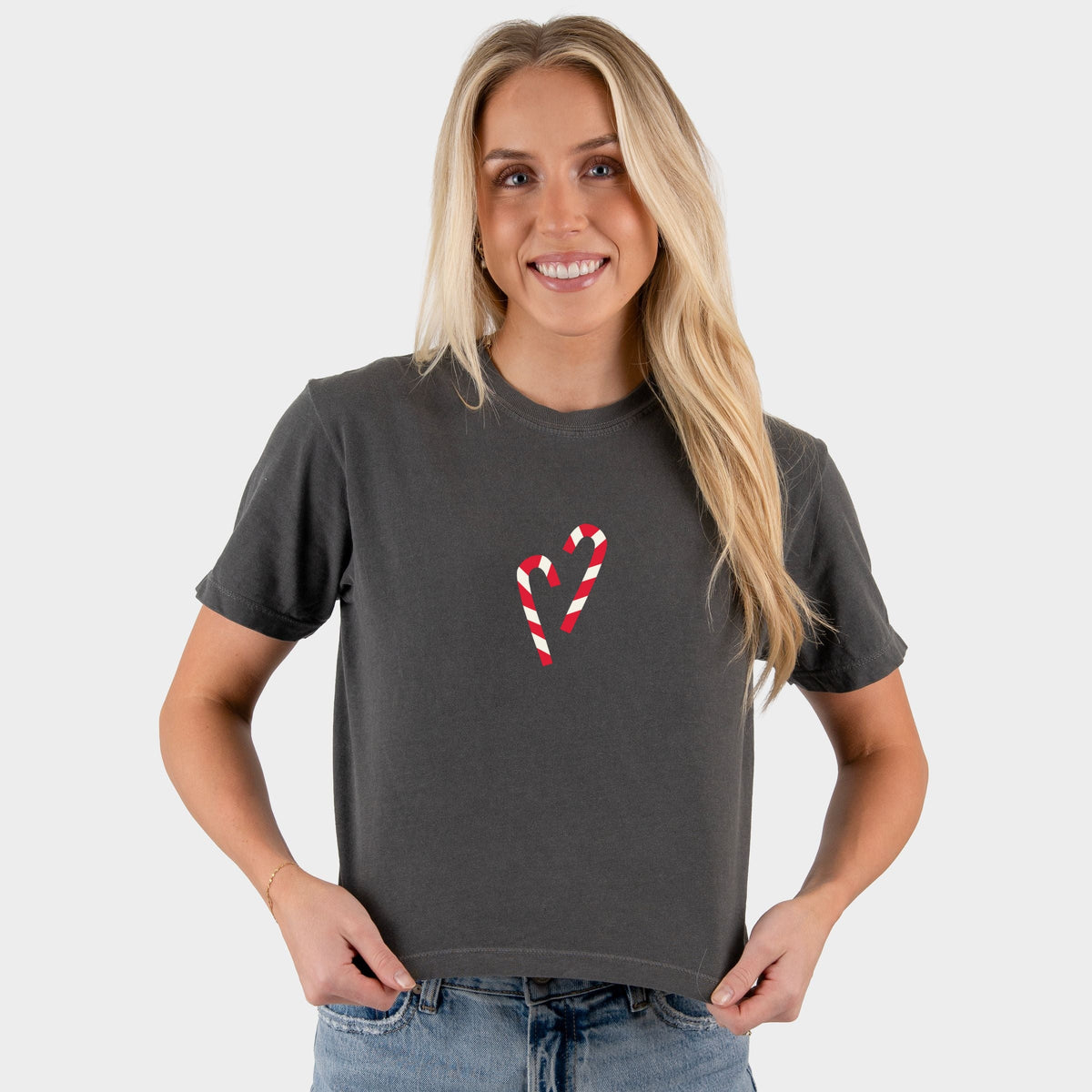 Hallmark - Little Candy Canes - Women's Boxy Crop Top Graphic T-Shirt