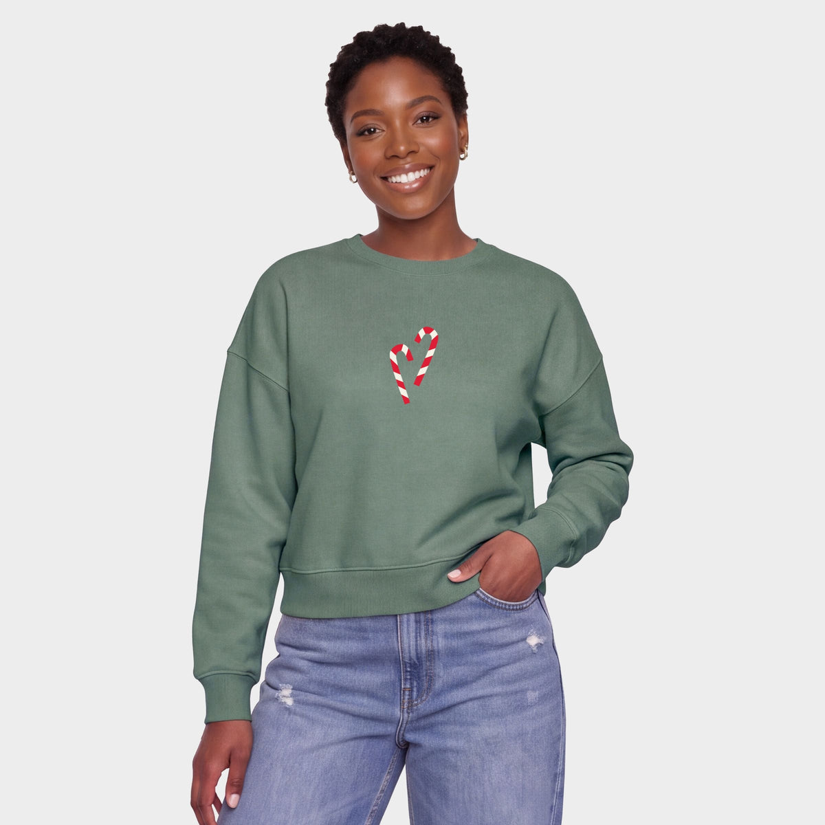 Hallmark - Little Candy Canes - Women's Cropped Sweatshirt