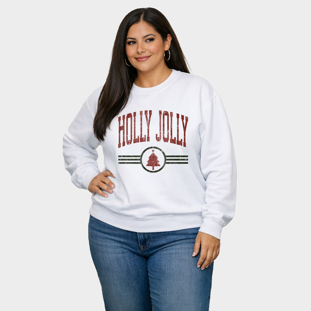 Holly Jolly Arched Lines - Women's Plus Sweatshirt