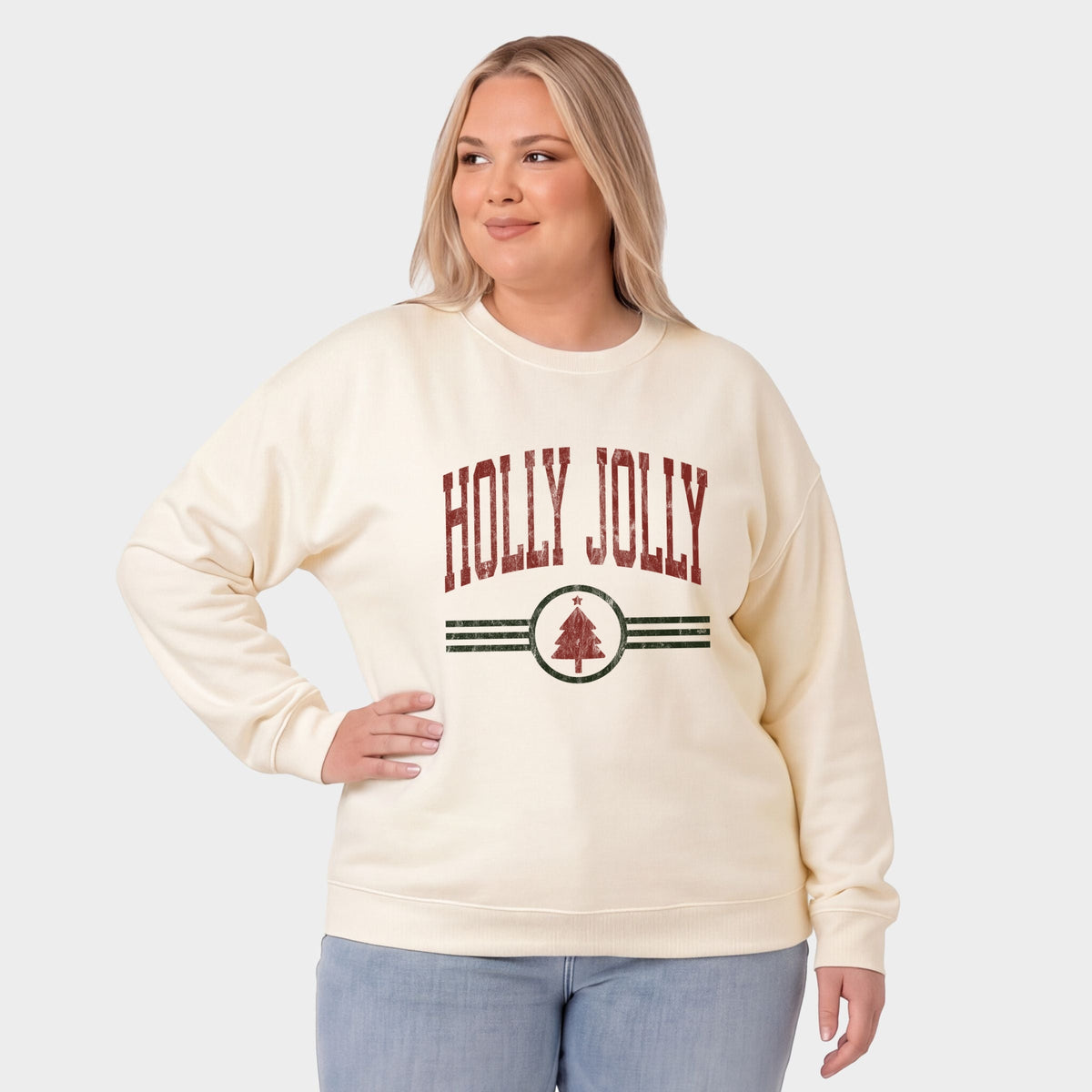 Holly Jolly Arched Lines - Women's Plus Sweatshirt