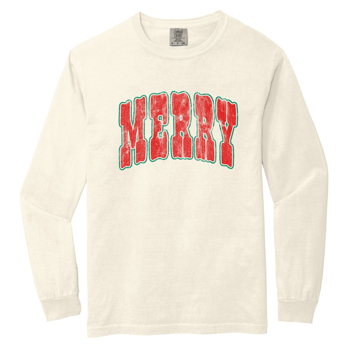 Merry Bubble Outline - Women's Garment Dyed Long Sleeve Graphic T-Shirt