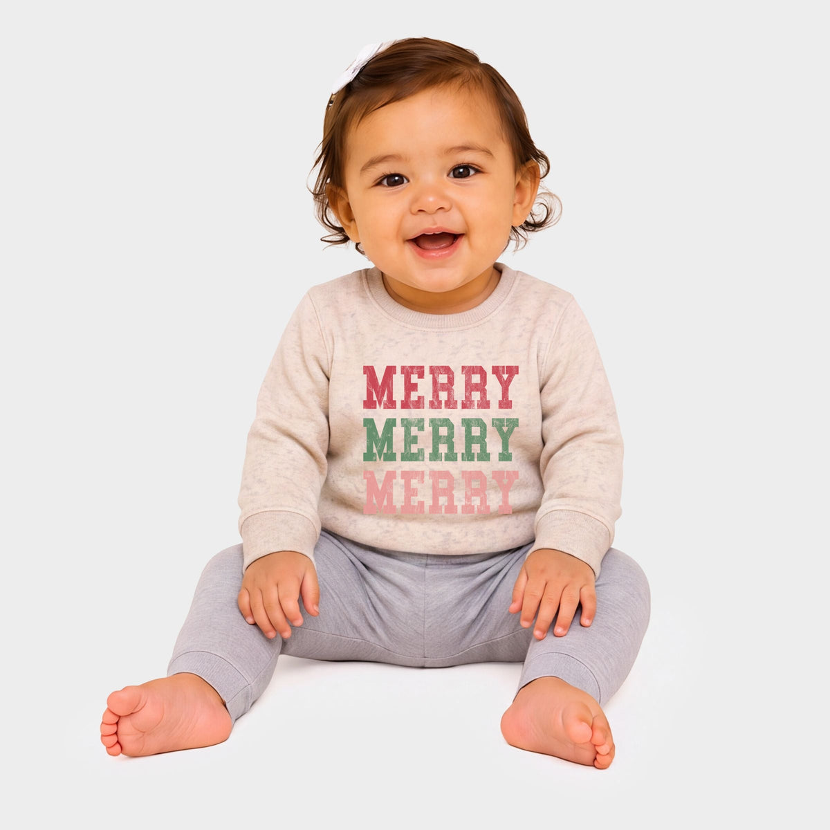 Merry Varsity Stacked - Infant Crew Fleece Sweatshirt