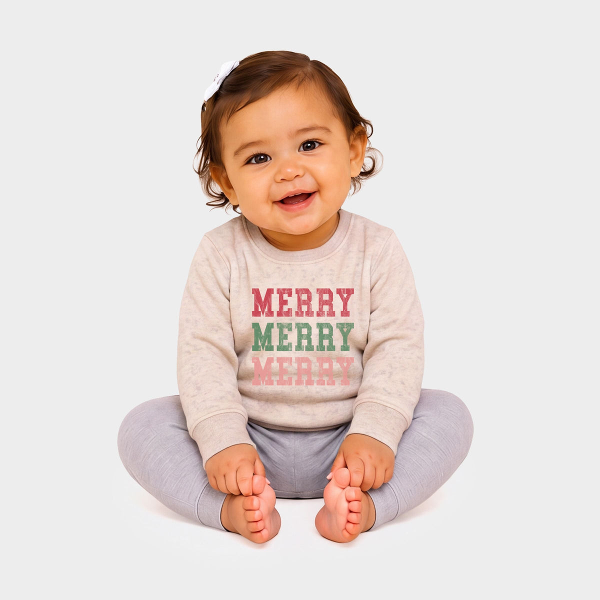 Merry Varsity Stacked - Infant Crew Fleece Sweatshirt