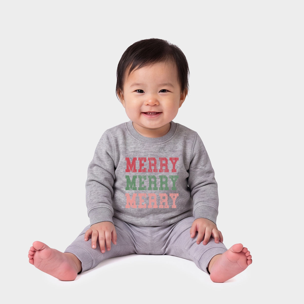 Merry Varsity Stacked - Infant Crew Fleece Sweatshirt