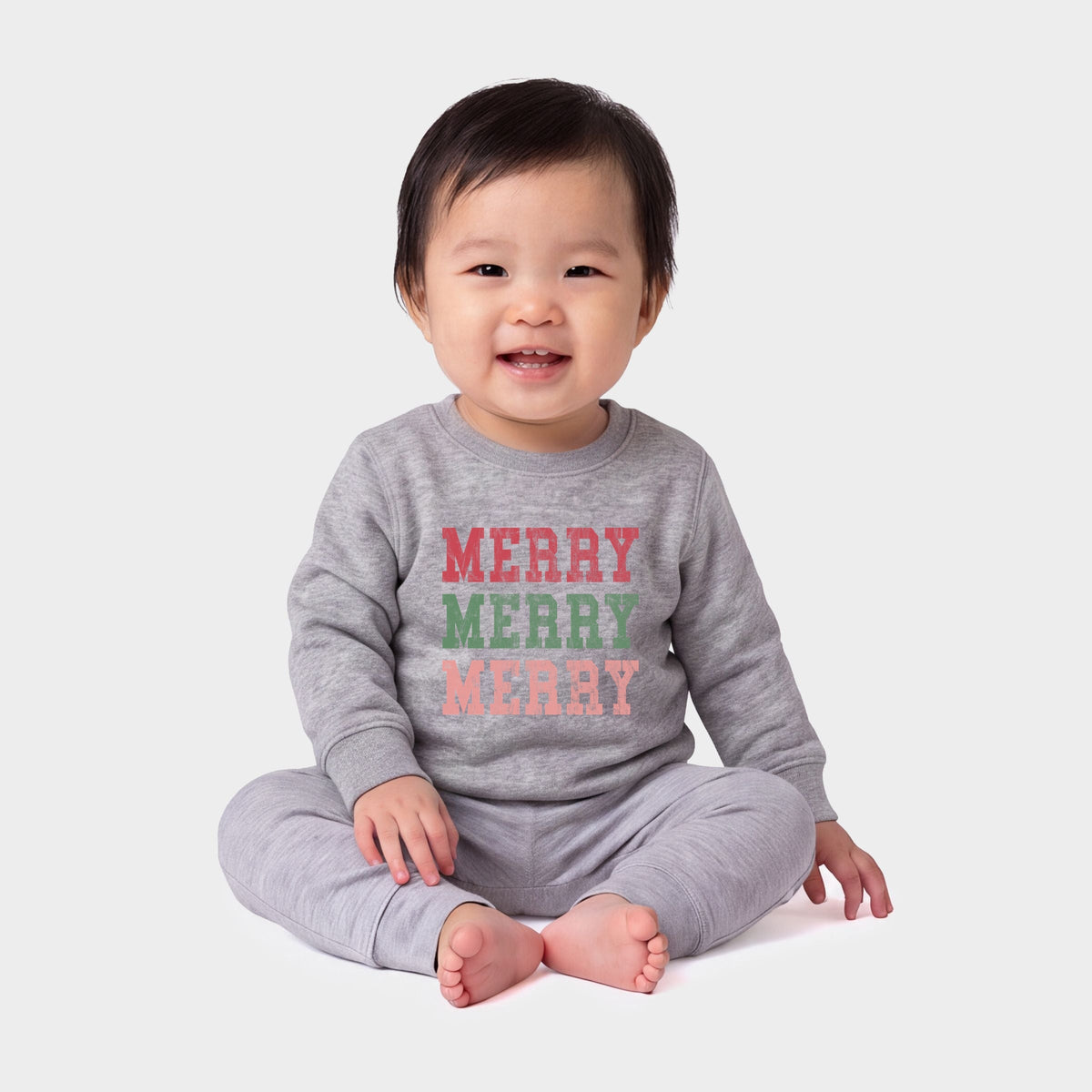 Merry Varsity Stacked - Infant Crew Fleece Sweatshirt